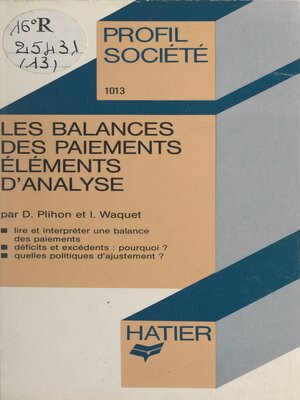 cover image of Les balances des paiements